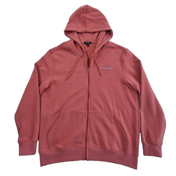 True Religion Full Zip Hoodie NWT Men's XL Red Overlap Logo NEW Kangaroo Pocket - Picture 1 of 12